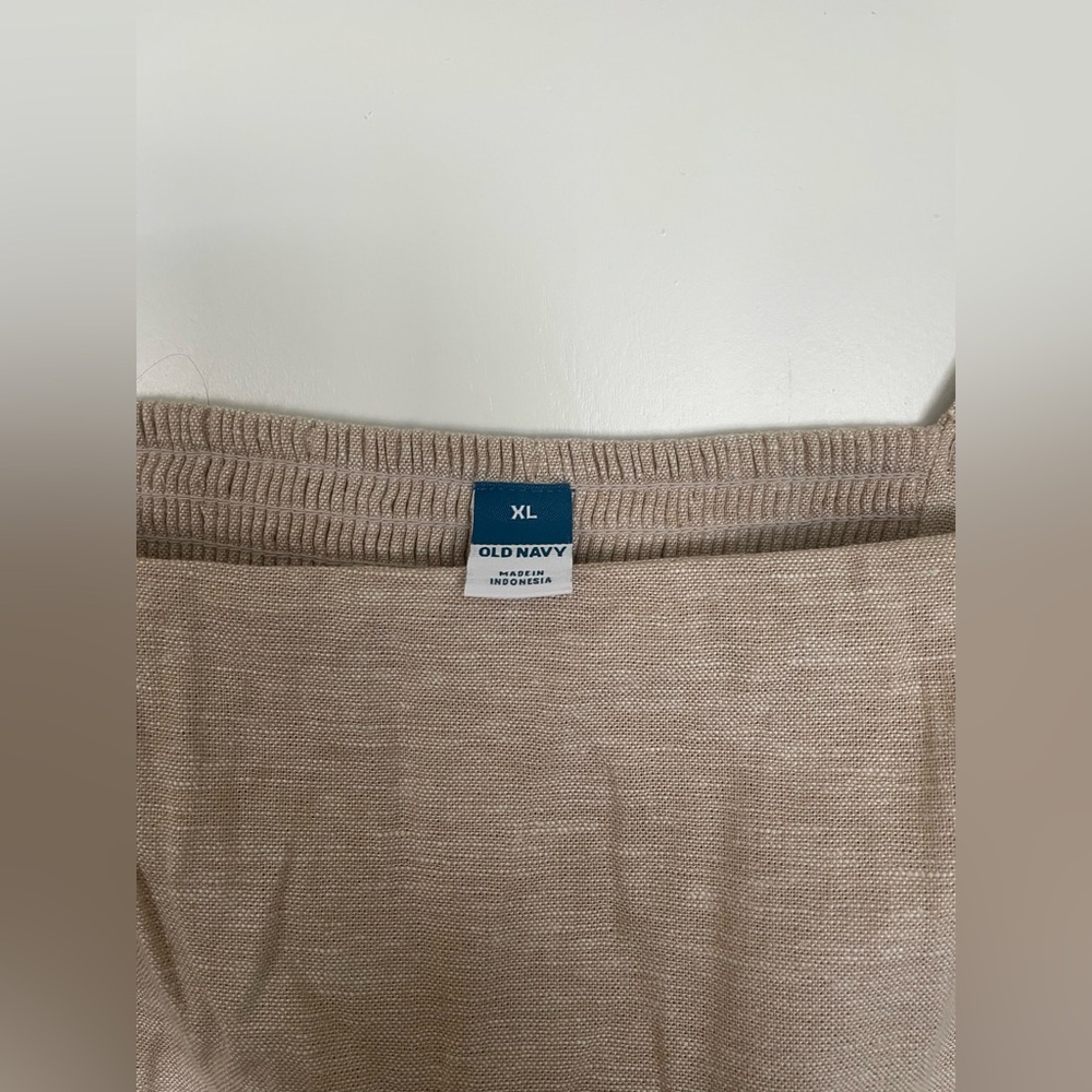 NWT Old Navy Linen Blend Dress Smocked Classic Minimalist Tan - Size XL - Picture 3 of 6